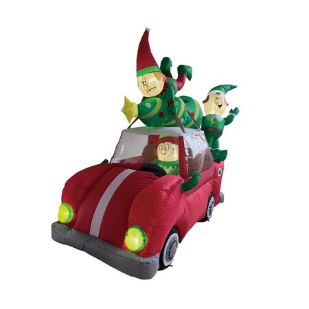 Celebrations Celebrations LED Animated Elf Christmas Tree Delivery Truck 6.5 ft. Inflatable YLSW-18566